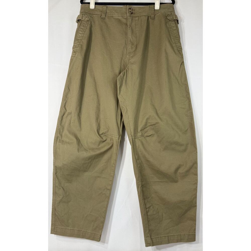 Banana Republic Barrel Leg Utility Pants Women 14 Tall Olive Green High Rise